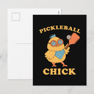 Cartes Pour Fêtes Annuelles Pickleball Chick - rétro