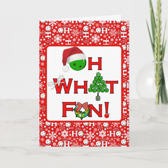 Cartes Pour Fêtes Annuelles Pickleball Christmas Oh What Fun Snowflakes Red (Devant)