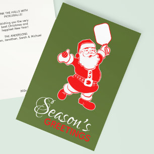 Cartes Pour Fêtes Annuelles Pickleball classique Père Noël Bleu Noël
