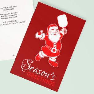 Cartes Pour Fêtes Annuelles Pickleball classique Père Noël Bleu Noël