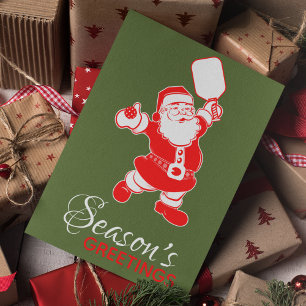 Cartes Pour Fêtes Annuelles Pickleball classique Père Noël Green Christmas Pho