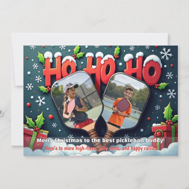 Cartes Pour Fêtes Annuelles Pickleball Dinkin’ Through the Snow (Devant)