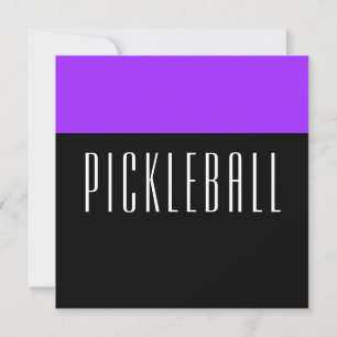 Cartes Pour Fêtes Annuelles PICKLEBALL Fun Bold Black Purple Bloc de couleur