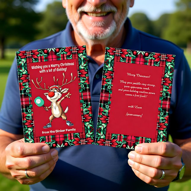 Cartes Pour Fêtes Annuelles Pickleball 🎄 Joyeux Noël, texte personnalisé (Pickleball🎄 Merry Christmas, custom text Holiday Card)