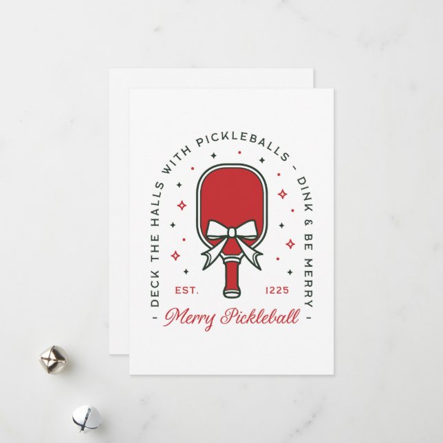 Cartes Pour Fêtes Annuelles Pickleball merry Christmas funny puns aesthetic (Devant/Arrière en situation)