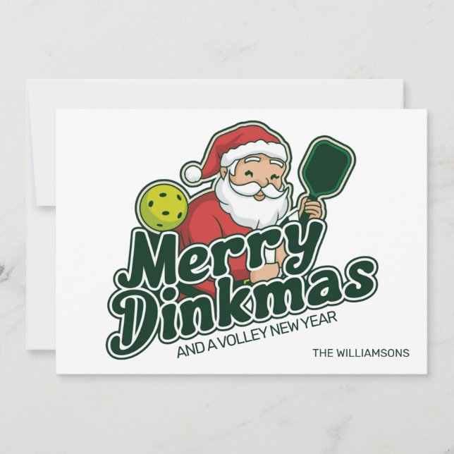 Cartes Pour Fêtes Annuelles Pickleball Noël Père Noël Joyeux Dinkmas personnal (Devant)