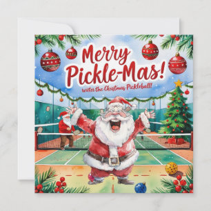 Cartes Pour Fêtes Annuelles Pickleball Noël thème avec le Père Noël