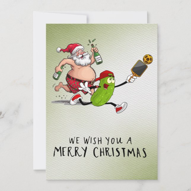 Cartes Pour Fêtes Annuelles Pickleball Noël thème avec le Père Noël (Devant)