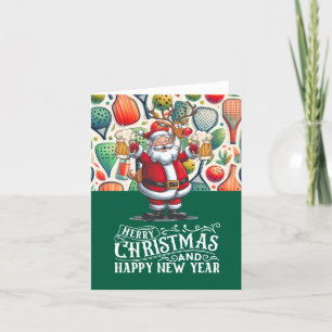 Cartes Pour Fêtes Annuelles Pickleball Noël thème avec le Père Noël