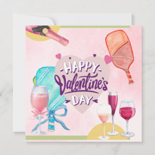 Cartes Pour Fêtes Annuelles Pickleball pour la Saint-Valentin cœur aquarelle 