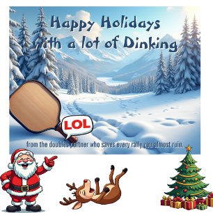 Cartes Pour Fêtes Annuelles Pickleball🎅Sauvetages de Boule de Neige & Éloges 