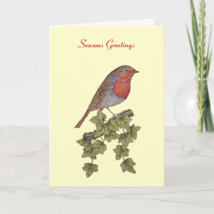 Cartes Pour Fêtes Annuelles picture of robin perched on ivy leaf christmas