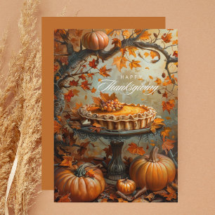Cartes Pour Fêtes Annuelles Pie Citrouille aquarelle Automne part Thanksgiving