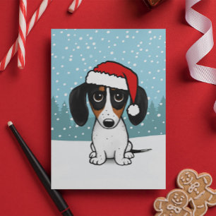Cartes Pour Fêtes Annuelles Piebald Dachshund Père Noël Cute Wiener Chien Noël