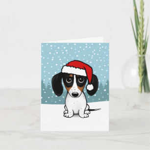 Cartes Pour Fêtes Annuelles Piebald Dachshund Père Noël Wiener Chien Noël