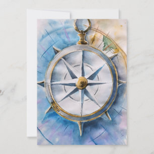 Cartes Pour Fêtes Annuelles Pièce nautique en aquarelles