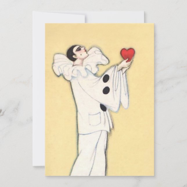Cartes Pour Fêtes Annuelles Pierrot au coeur rouge par Sophia Chiostri (Devant)