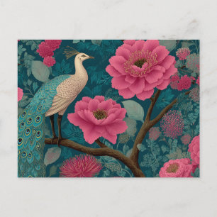 Cartes Pour Fêtes Annuelles Pierrot vibrant et motif floral rose
