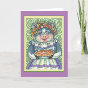 CARTES POUR FÊTES ANNUELLES PIG & ACORN PIE, MERCI FABRIQUÉ AVEC AMOUR