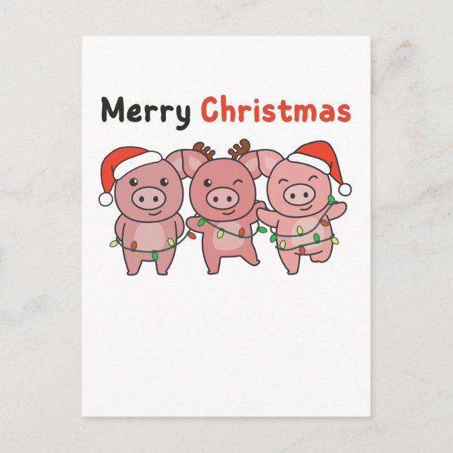 Cartes Pour Fêtes Annuelles Pig Christmas Cute Pigs Merry Christmas (Devant)