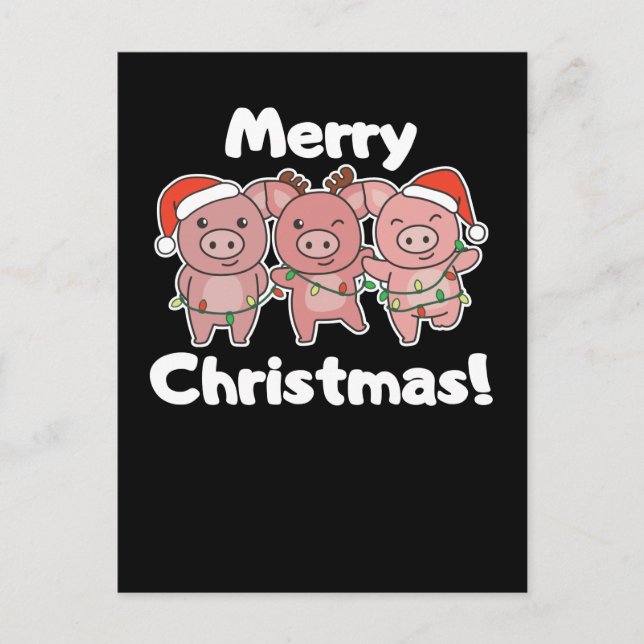Cartes Pour Fêtes Annuelles Pig Christmas Cute Pigs Merry Christmas (Devant)