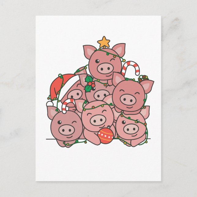 Cartes Pour Fêtes Annuelles Pig Christmas Tree Funny Animal Christmas (Devant)