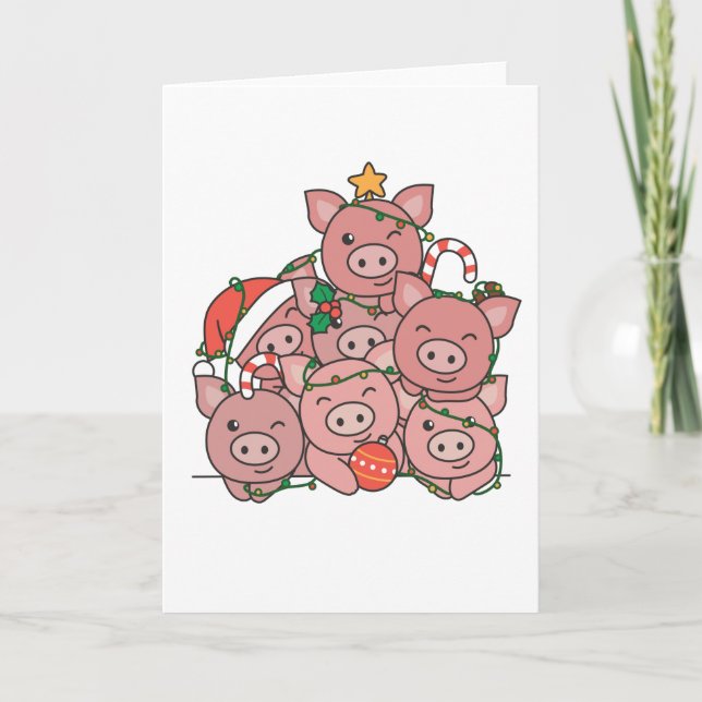 Cartes Pour Fêtes Annuelles Pig Christmas Tree Funny Animal Christmas (Devant)