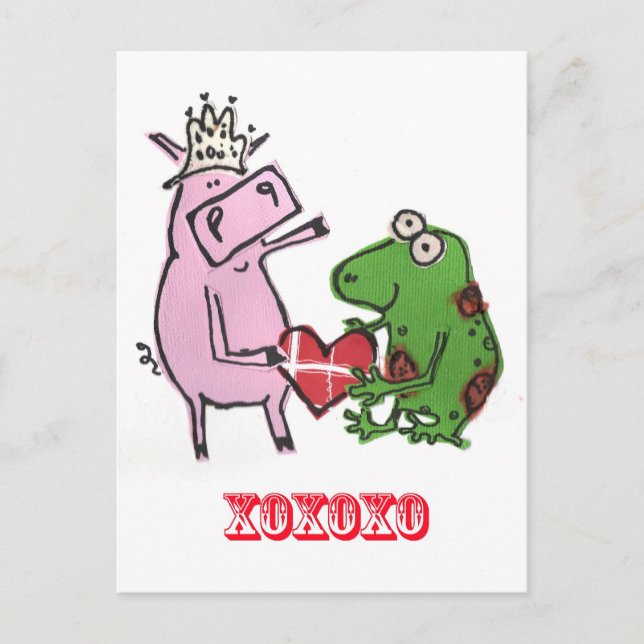 Cartes Pour Fêtes Annuelles Pig & Frog in love valentine card (Devant)