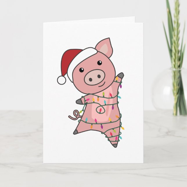 Cartes Pour Fêtes Annuelles Pig Merry Christmas Animals Pigs Adult Cloth Face (Devant)