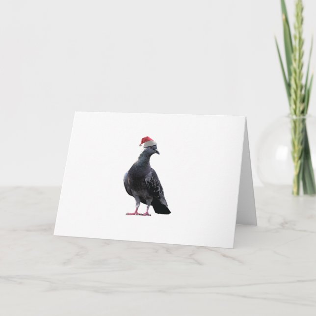 Cartes Pour Fêtes Annuelles Pigeon Santa Hat (Devant)