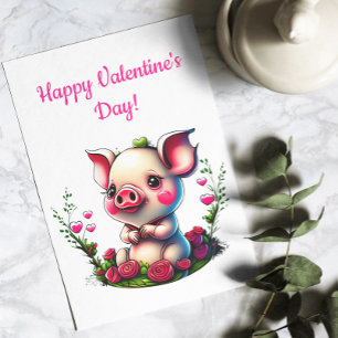 Cartes Pour Fêtes Annuelles Piglet Adorable Avec Coeur Porcs Baisers Saint Val