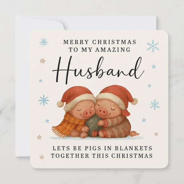 Cartes Pour Fêtes Annuelles Pigs in Blankets Christmas Card for Husband (Devant)