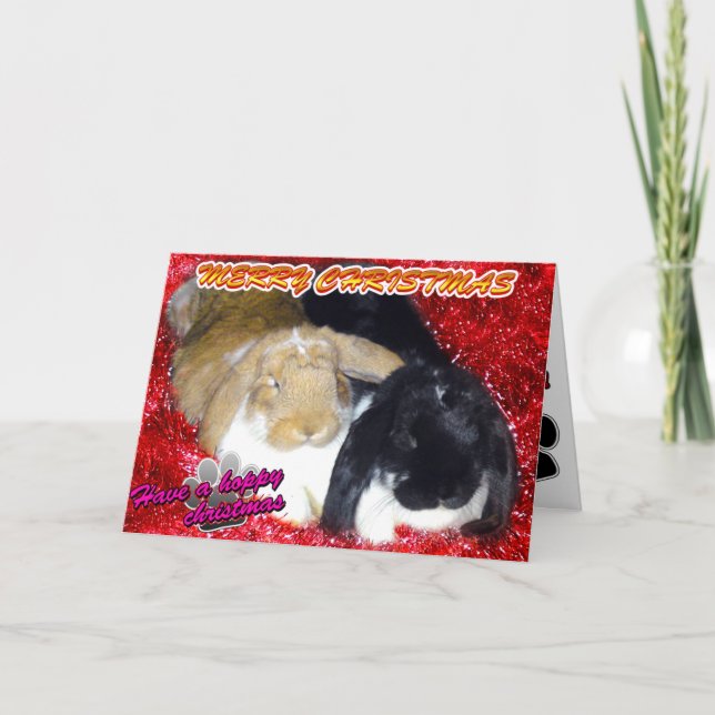 Cartes Pour Fêtes Annuelles Pika & Ollie Tinsel Xmas - Lapin Lapin Noël (Devant)