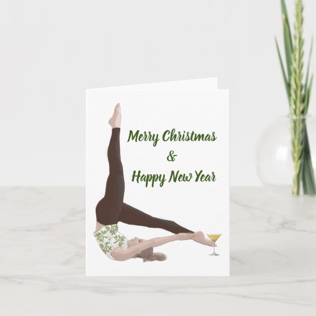 Cartes Pour Fêtes Annuelles Pilates Joyeux Noël et Bonne Année (Devant)