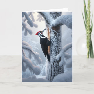 CARTES POUR FÊTES ANNUELLES PILEATED WOODPECKER HIVER - HIVER WONDERLAND