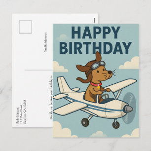 Cartes Pour Fêtes Annuelles Pilote de chien drôle Enfants Anniversaire Avion v