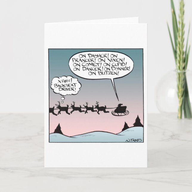 Cartes Pour Fêtes Annuelles Pilote de siège arrière père Noël (Devant)