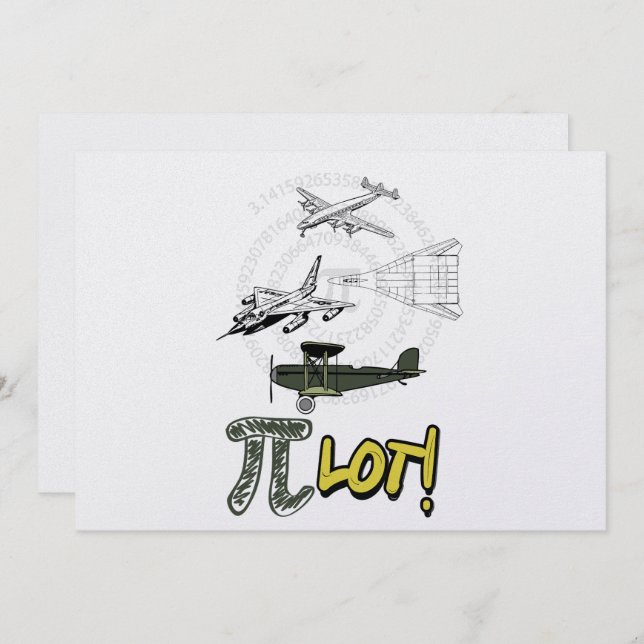 Cartes Pour Fêtes Annuelles Pilote Funky PI Day Nerdy Word Play (Devant / Derrière)