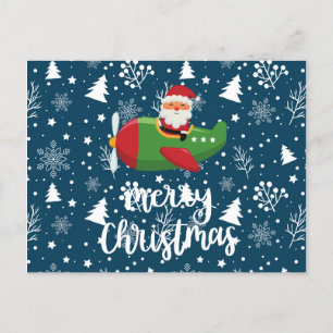 Cartes Pour Fêtes Annuelles Pilote Père Noël volant sur le ciel Joyeux Noël