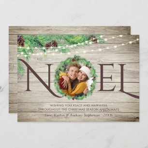 Cartes Pour Fêtes Annuelles Pin botanique rustique Wreath NOEL 1 Photo