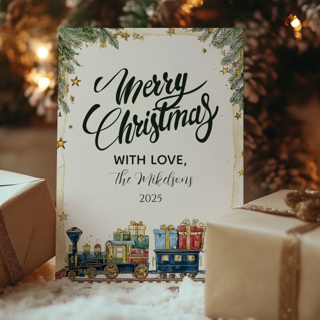 Cartes Pour Fêtes Annuelles Pin de Noël et train de cadeaux (Créateur téléchargé)