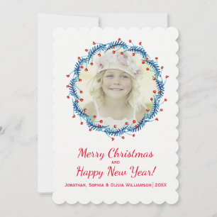 Cartes Pour Fêtes Annuelles Pin de Noël rustique & Berry Wreath Photo de vacan