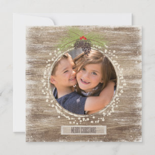 Cartes Pour Fêtes Annuelles Pin de Noël rustique Branche & Bois 2 Photo