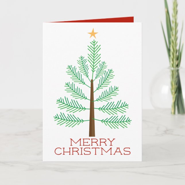 Cartes Pour Fêtes Annuelles Pin de Noël simple et joyeux (Devant)