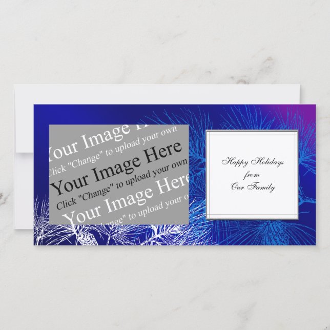 Cartes Pour Fêtes Annuelles Pin d'hiver bleu et blanc personnalisé (Devant)