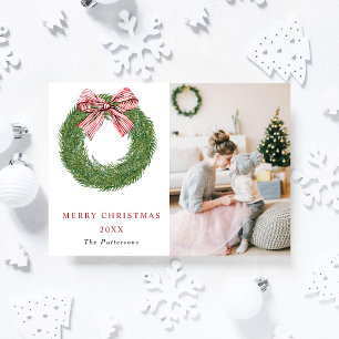 Cartes Pour Fêtes Annuelles Pin d'hiver Grandes de germes Bow rouge Photo Noël