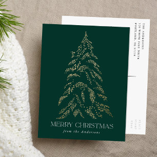 Cartes Pour Fêtes Annuelles Pin d'hiver pétillant Joyeux Noël Non photo
