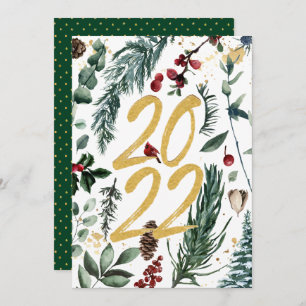 Cartes Pour Fêtes Annuelles Pin d'or 2022 festive Magnolia Noël
