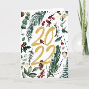 Cartes Pour Fêtes Annuelles Pin d'or 2022 festive Magnolia Noël