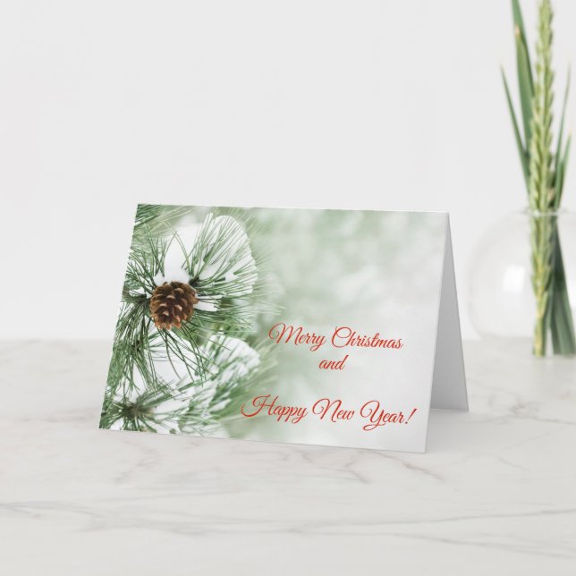 Cartes Pour Fêtes Annuelles Pin enneigé (Devant)